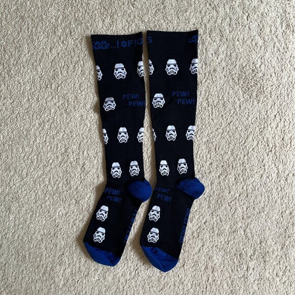 New RARE FIGS Compression Star Wars Stormtrooper Socks Small S Blue - Picture 1 of 6